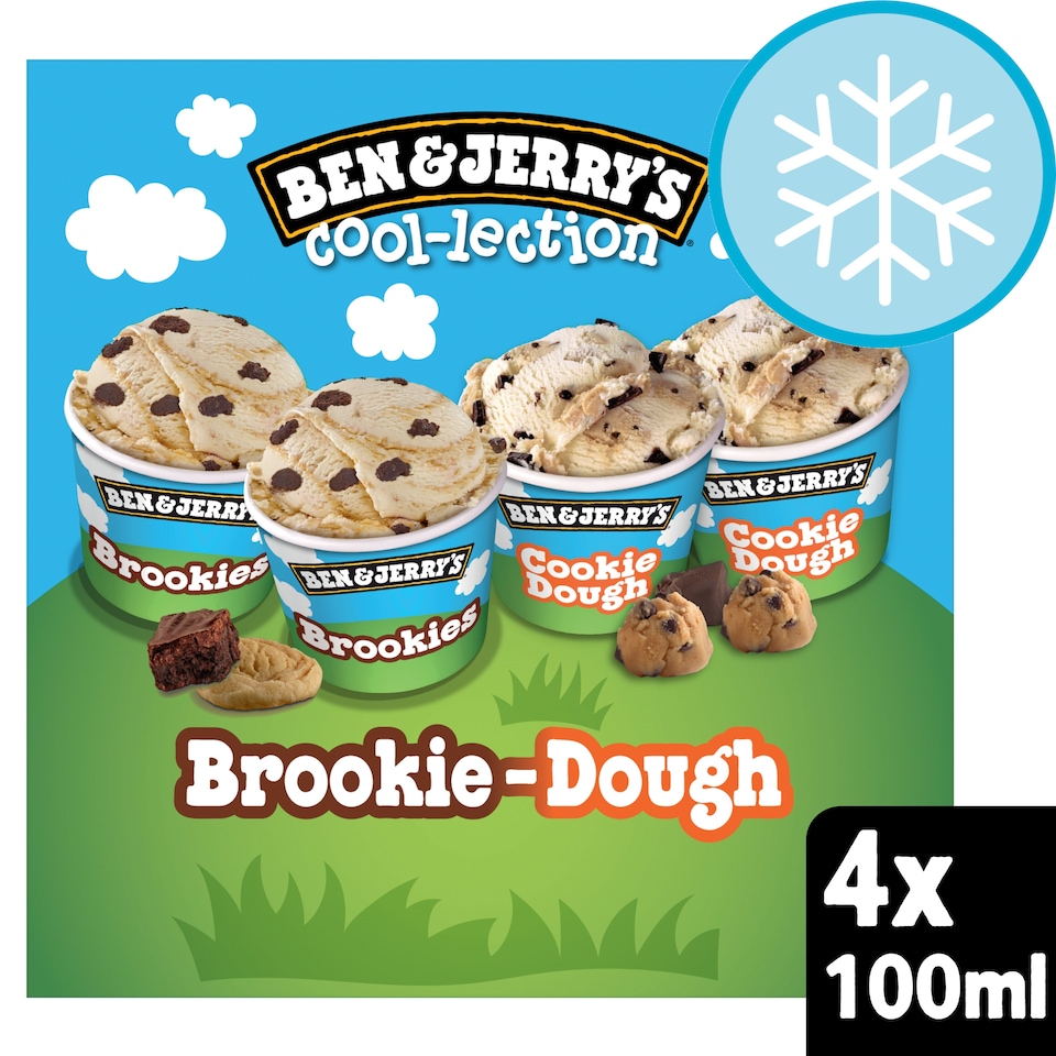 image 1 of Ben & Jerry's Cool-lection Brookie Dough Ice Cream 4 x 100ml
