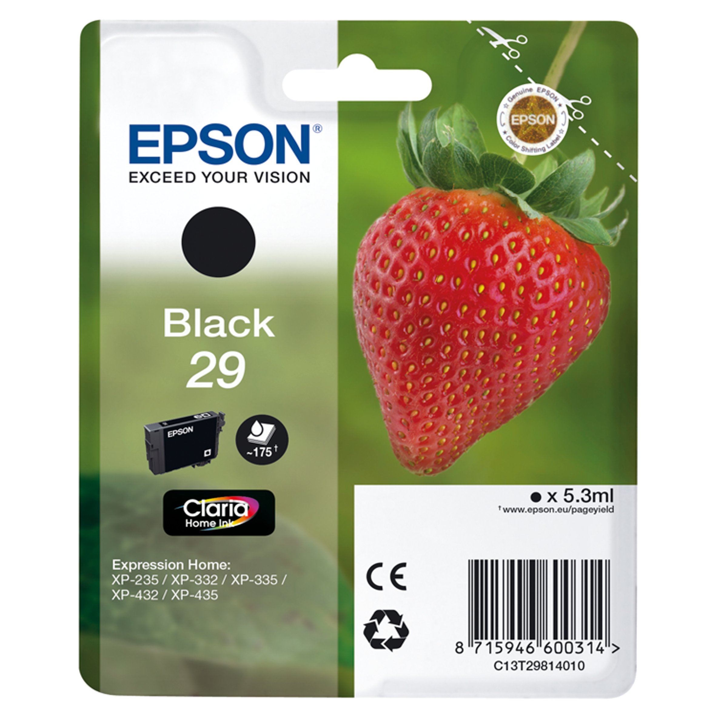 Epson Strawberry 29 Black Printer Ink 
