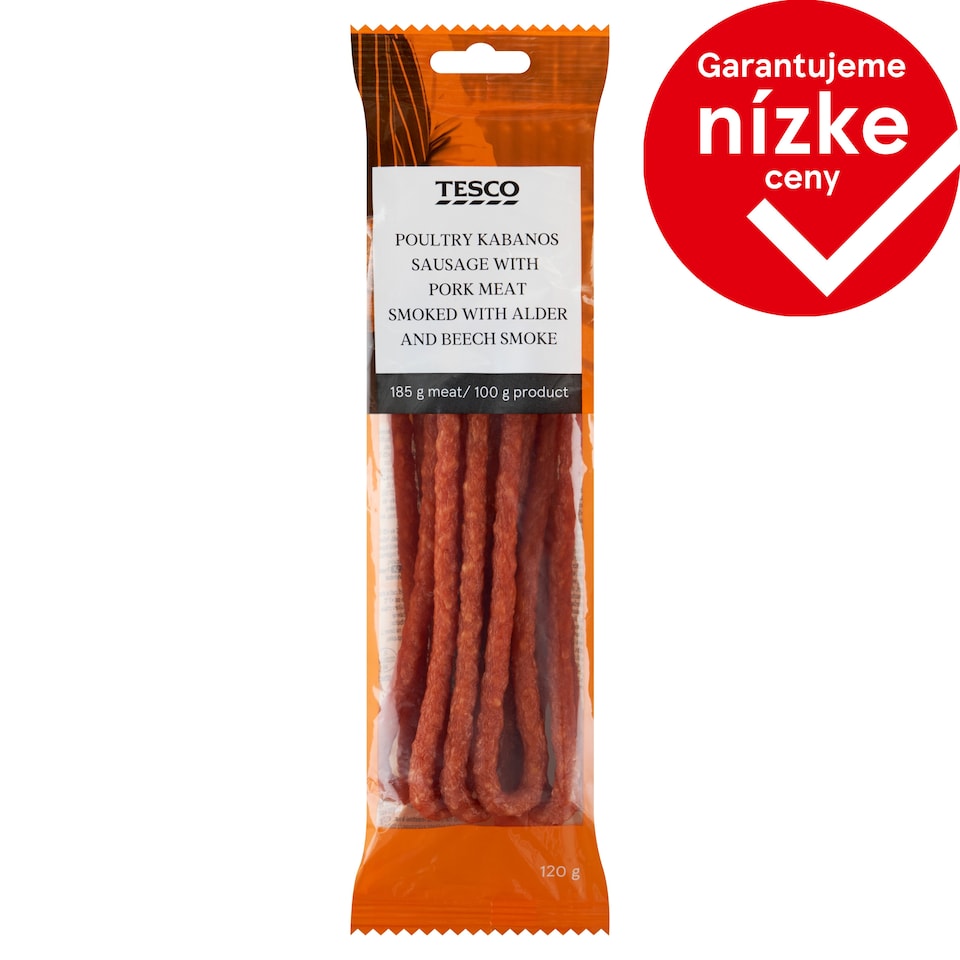 Tesco Poultry Kabanos Sausage with Pork Meat Smoked with Alder and Beech Smoke 120 g