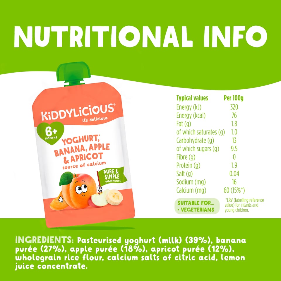 image 1 of Kiddylicious Yogurt, Banana, Apple and Apricot 100g