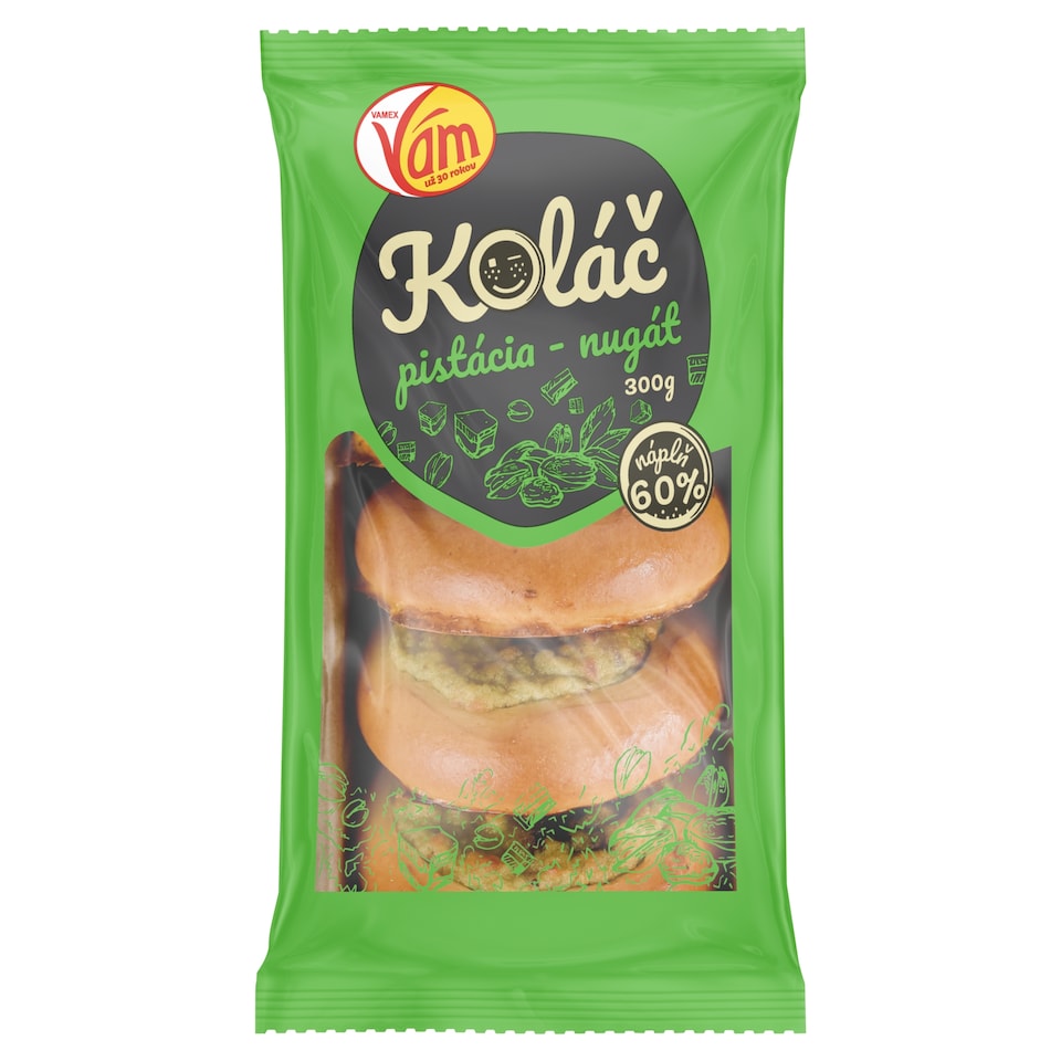 Vamex Koláč s pistáciovo-nugátovou náplňou 5 x 60 g (300 g)