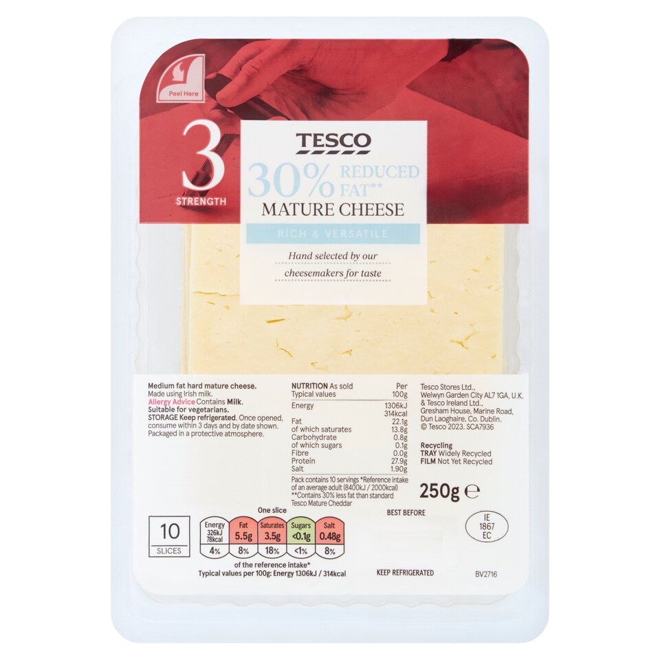 Tesco 30% Reduced Fat Mature Cheese Slices 250g