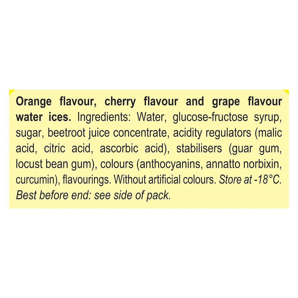 image 1 of Popsicle Orange, Cherry & Grape Flavour Water Ices 18 x 48ml