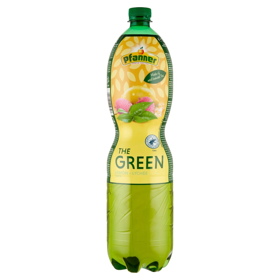 Pfanner zöld tea üdítőital citrom-licsi ízesítéssel, zöld teából közvetlenül főzve 1,5 l