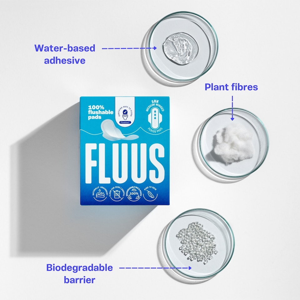 image 1 of Fluus Flushable Pads Medium 10s