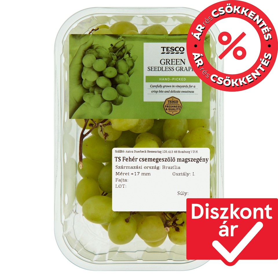 Tesco Green Seedless Grapes 500 g