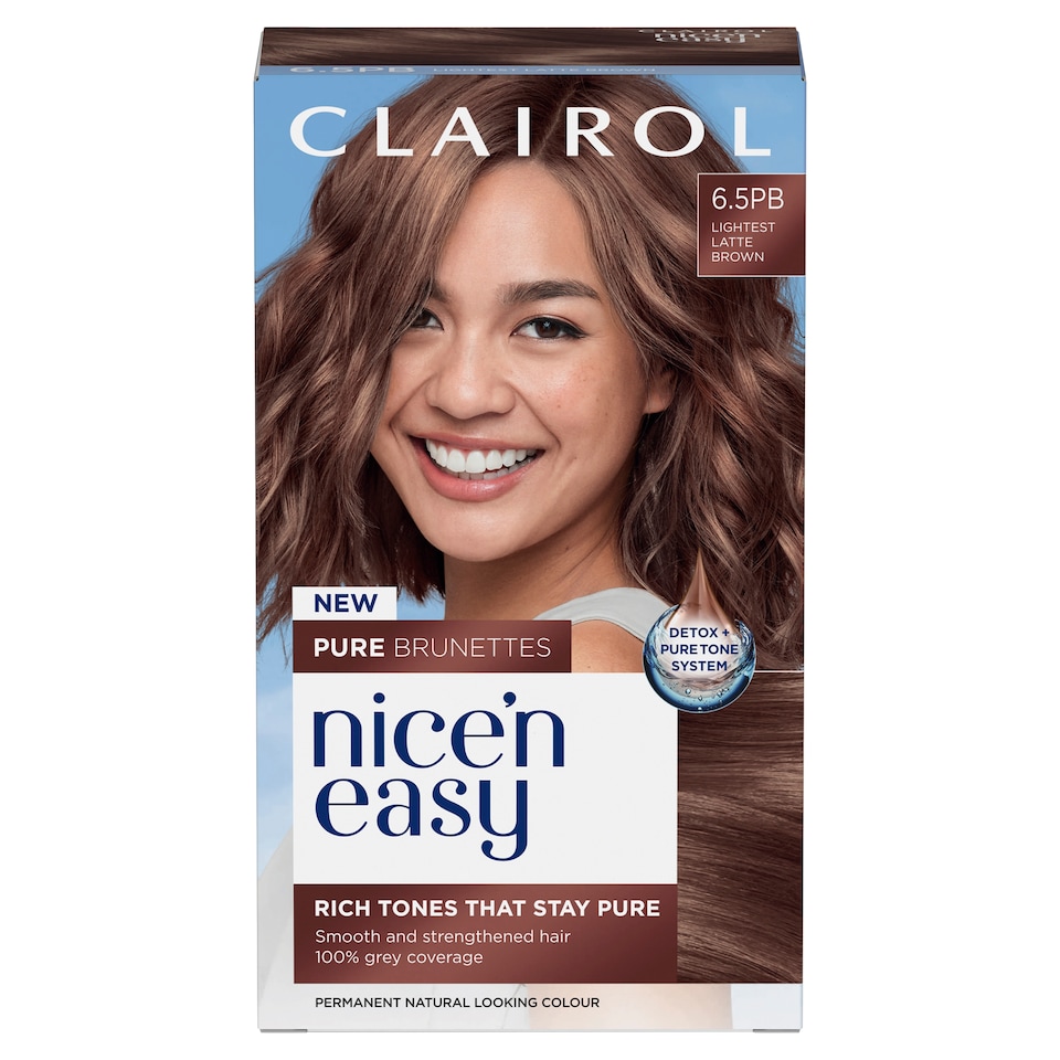 image 1 of Clairol Nice'N Easy Crème Pure Brunettes Permanent Hair Dye Kit - 6.5PB Lightest Latte Brown