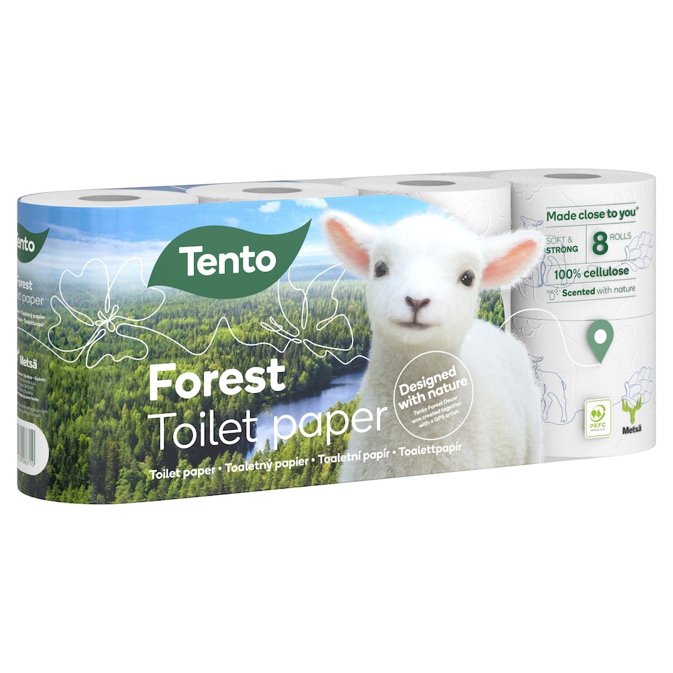 Tento Winter Decor Toilet Paper 3 Ply 8 Rolls