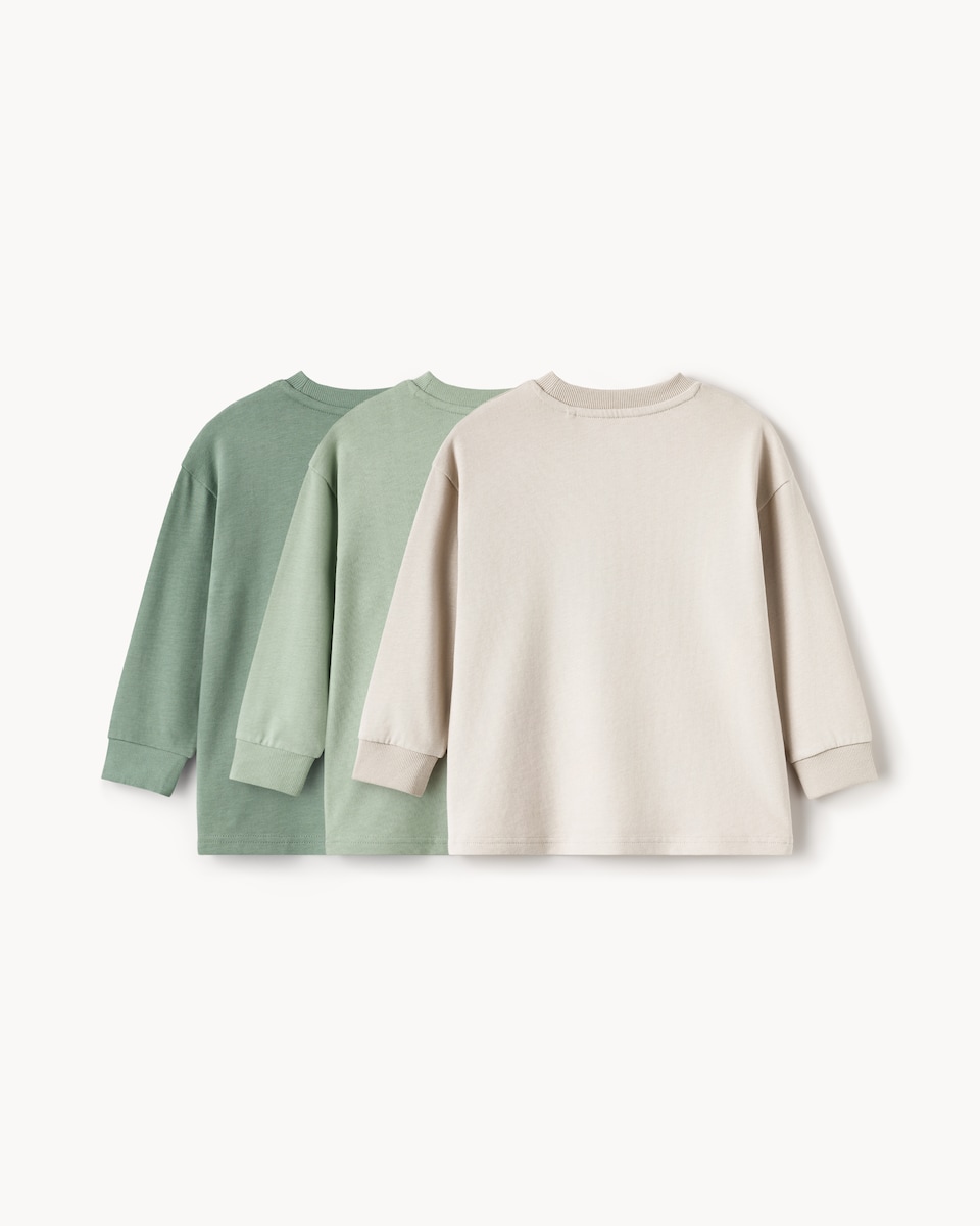 image 1 of F&F Boys 3-Pack Pure Cotton Long Sleeved Tops in Teal