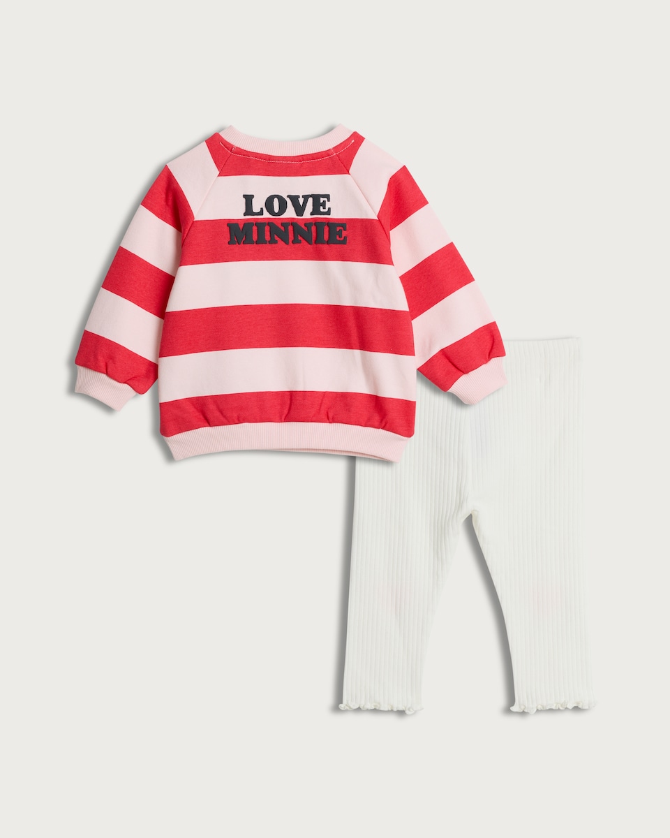 image 1 of Disney Mickey & Minnie 2-Piece Cotton Rich Sweatshirt and Leggings in Pink