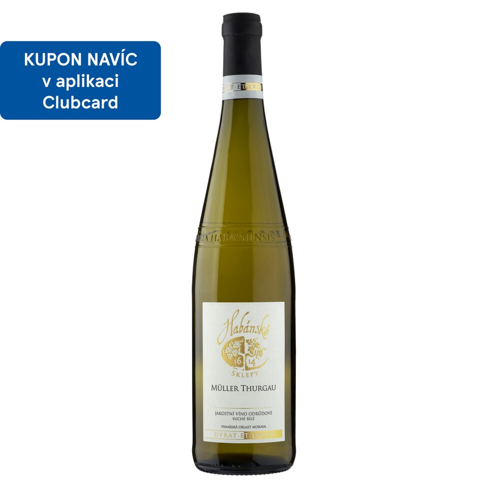 Habánské Sklepy Müller Thurgau jakostní víno odrůdové suché bílé 0,75l