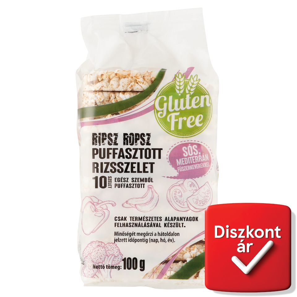 Ripsz Ropsz puffasztott rizsszelet sós, mediterrán fűszerkeverékkel 100 g  1. kép