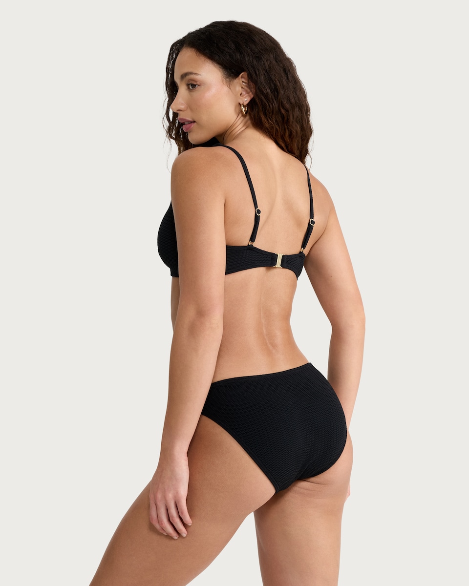 image 1 of F&F Textured V Bar Co-ord Bikini Top in Black