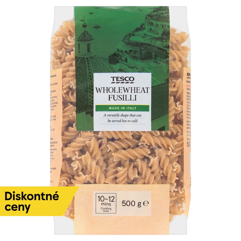 Tesco Fusilli bezvaječné celozrnné semolinové sušené cestoviny 500 g