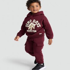 F&F Boys Cotton Rich Dino Days Hoodie and Joggers Set in Purple