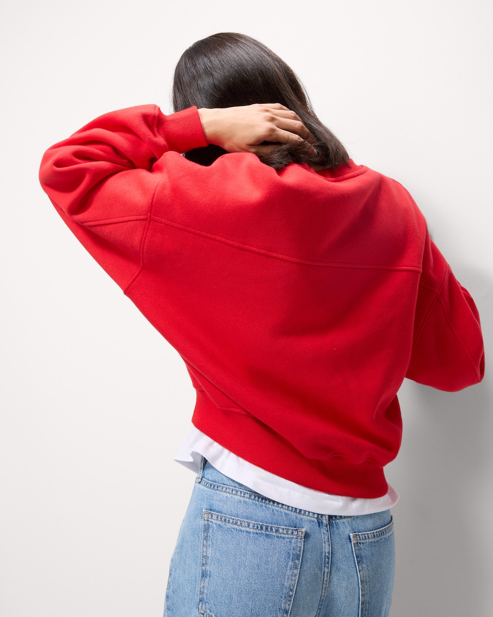 image 1 of F&F Cotton Rich Crew Neck Sweatshirt in Red