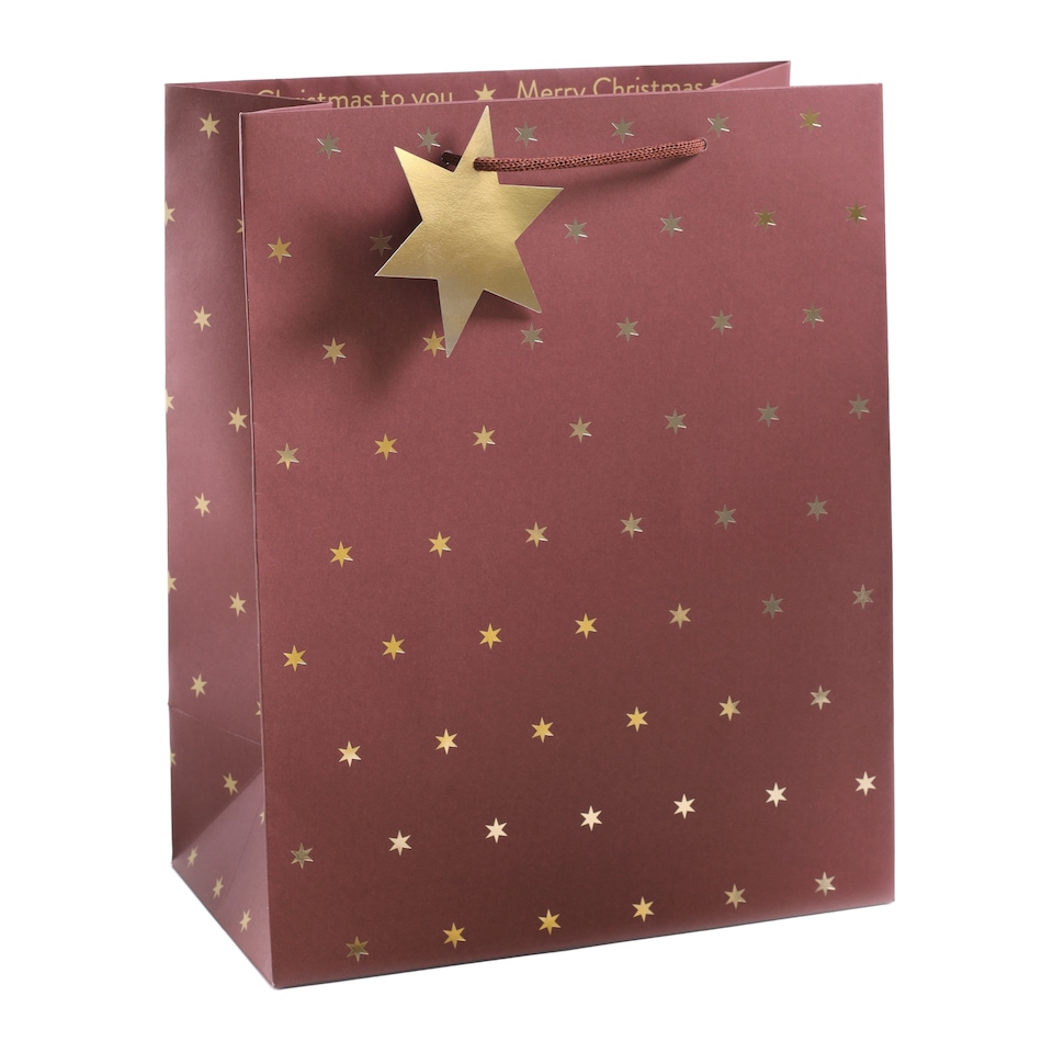 Tesco Foil Stars Large Christmas Gift Bag