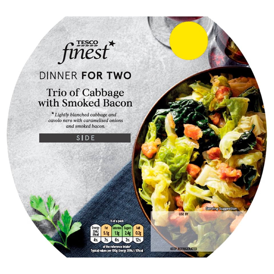 Tesco Finest Trio Of Cabbage With Smoked Bacon 200G