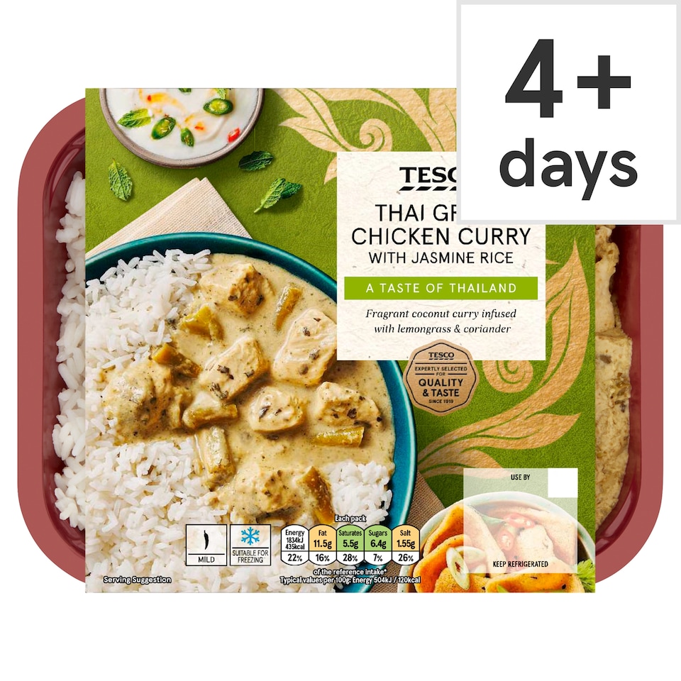 Tesco Thai Green Chicken Curry & Jasmine Rice 400G