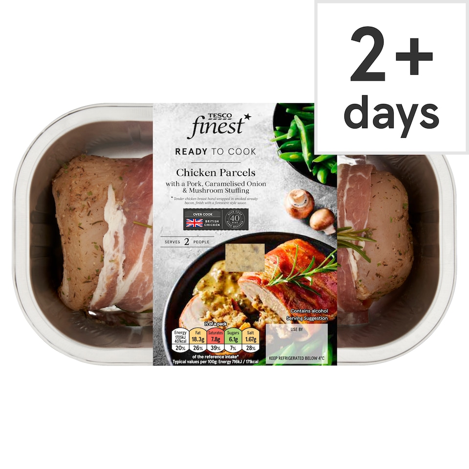 Tesco Finest Chicken Parcels with a Pork, Caramelised Onion & Mushroom Stuffing 522g