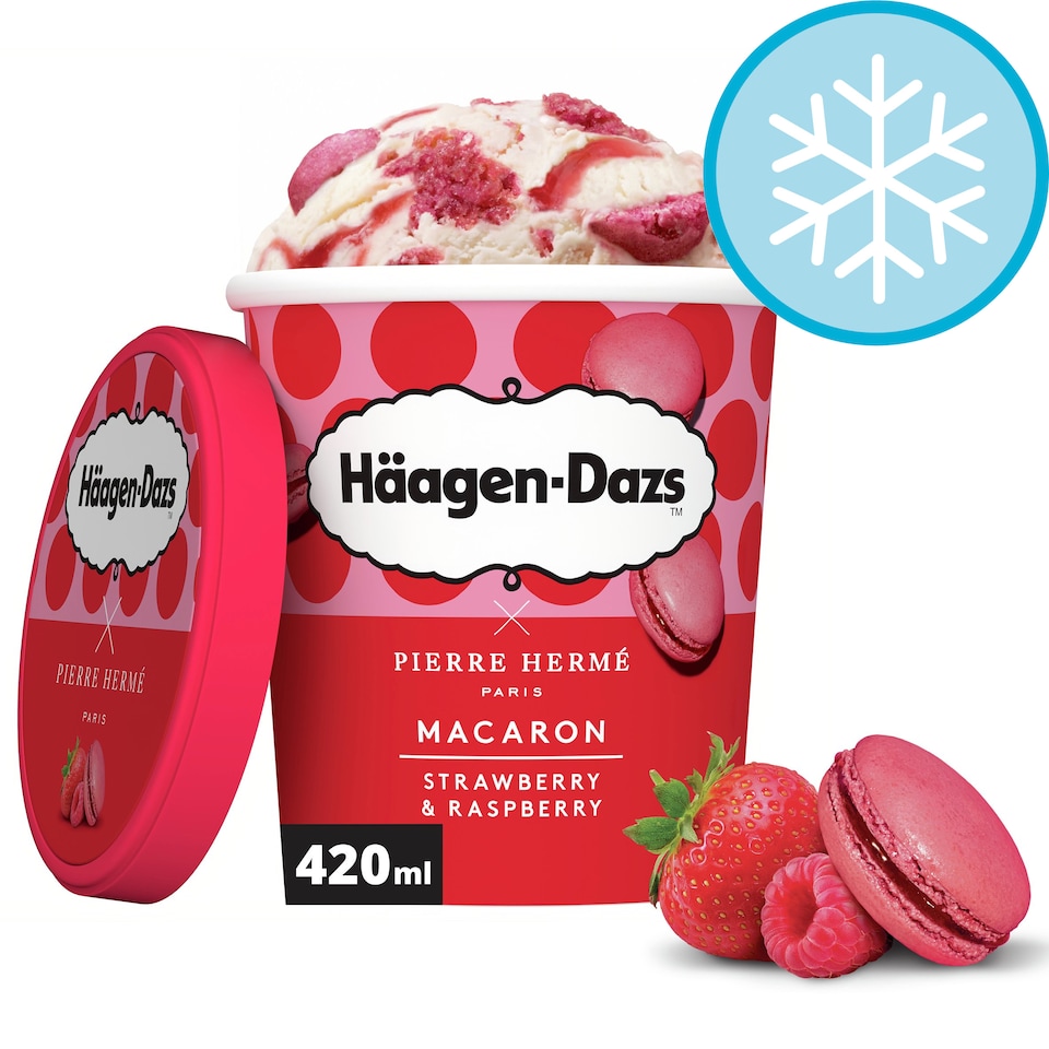 Haagen Dazs Macaron Strawberry Raspberry Ice Cream 420Ml Tesco Groceries
