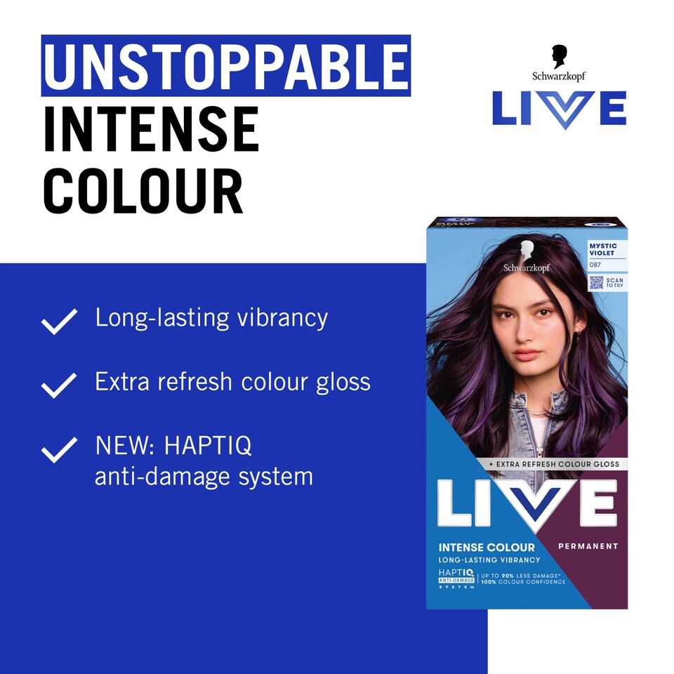 image 1 of Schwarzkopf LIVE Intense Colour 087 Mystic Violet Permanent Hair Dye