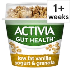 Activia Vanilla & Granola Low Fat Breakfast Pot Topper Gut Health Yoghurt 165g
