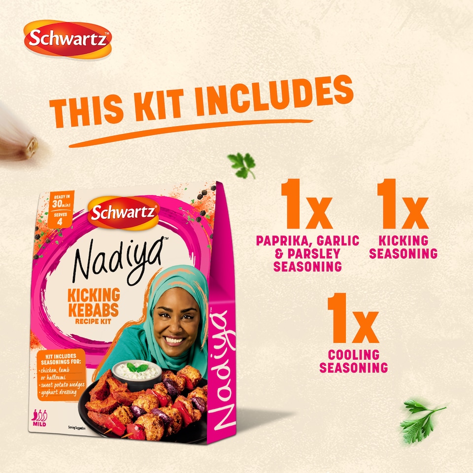 image 1 of Schwartz Nadiya Kicking Kebabs Recipe Kit 75g