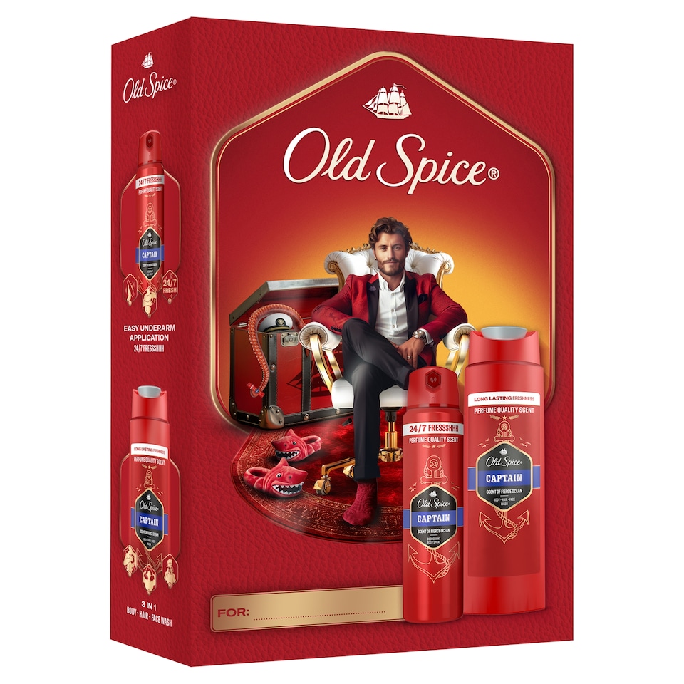 Obrázek 1 pro produkt Old Spice Dárková Sada Gentleman S Deodorantem Ve Spreji A Sprchovým Gelem Captain