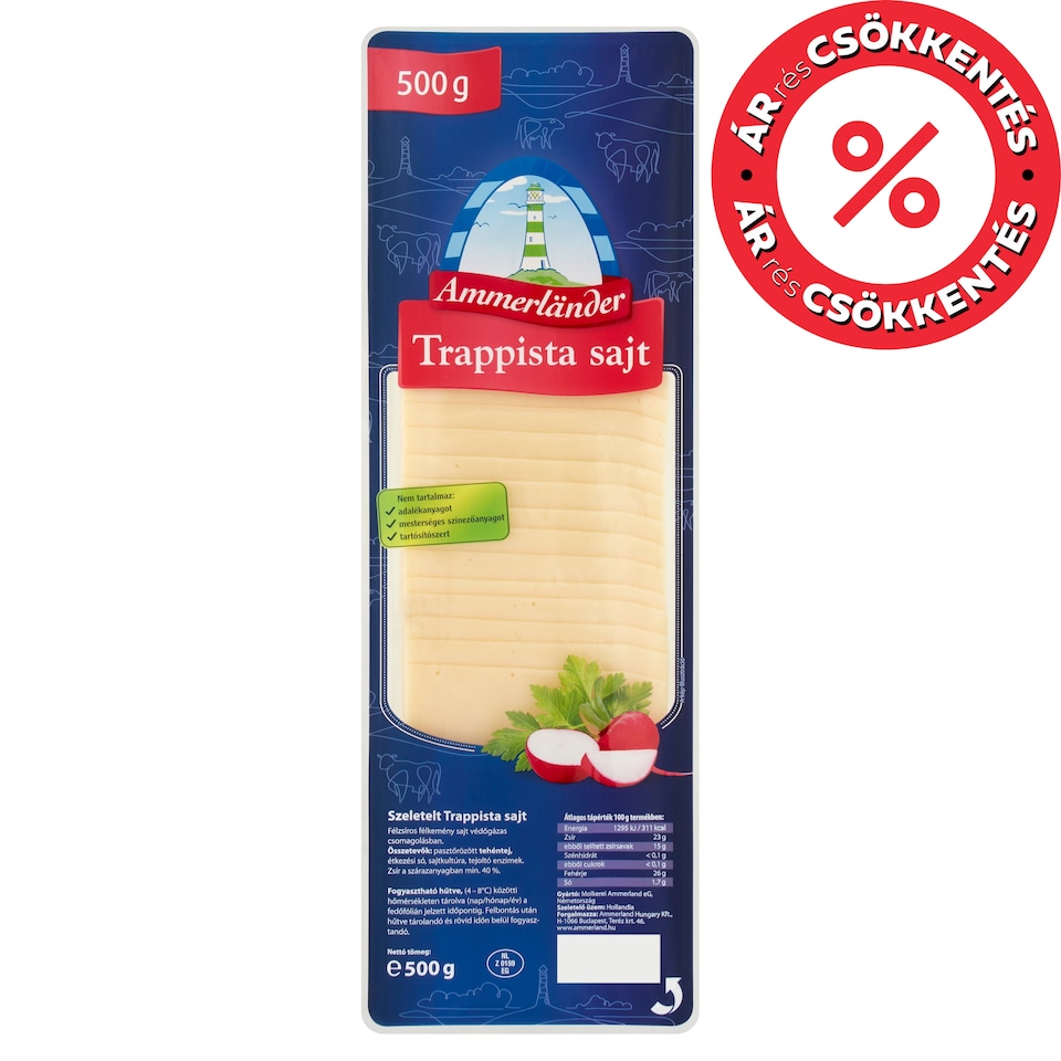 Ammerländer szeletelt trappista sajt 500 g  1. kép