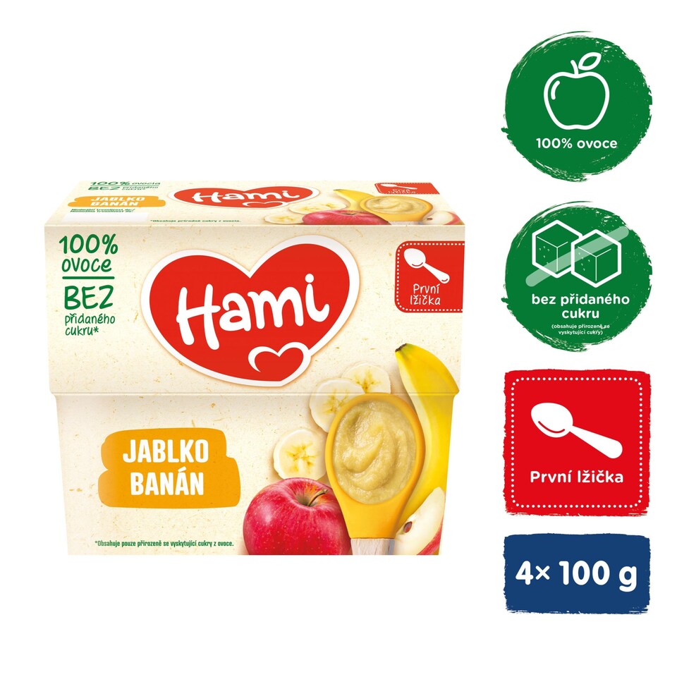 image 1 of HAMI apple and banana fruit puree 4x100 g