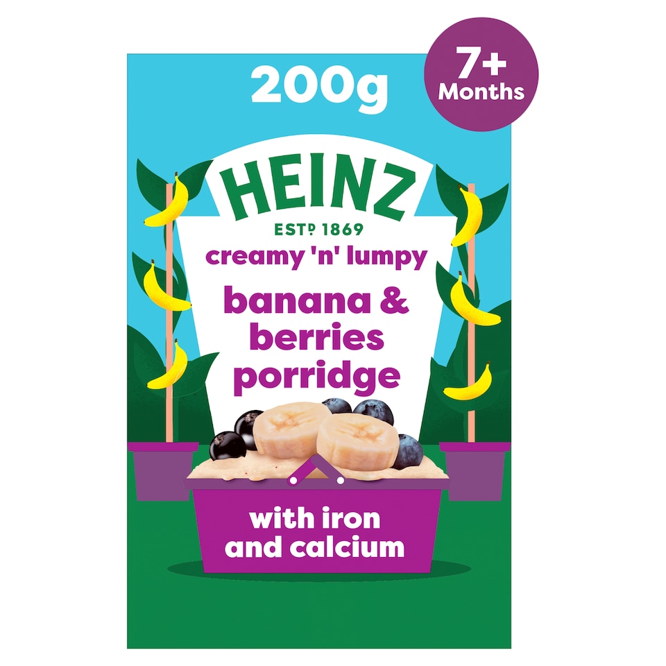 image 1 of Heinz Banana & Berries Porridge Baby Food 7m+ 200g