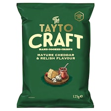 Tayto Craft Hand Cooked Crisps - Mature Cheddar & Relish Flavour 125g