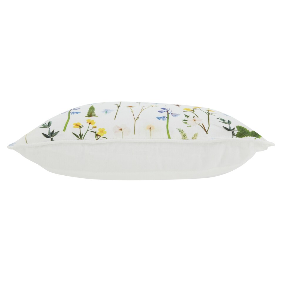 image 1 of Fox & Ivy Sunny Yellow Pressed Flower Cushion