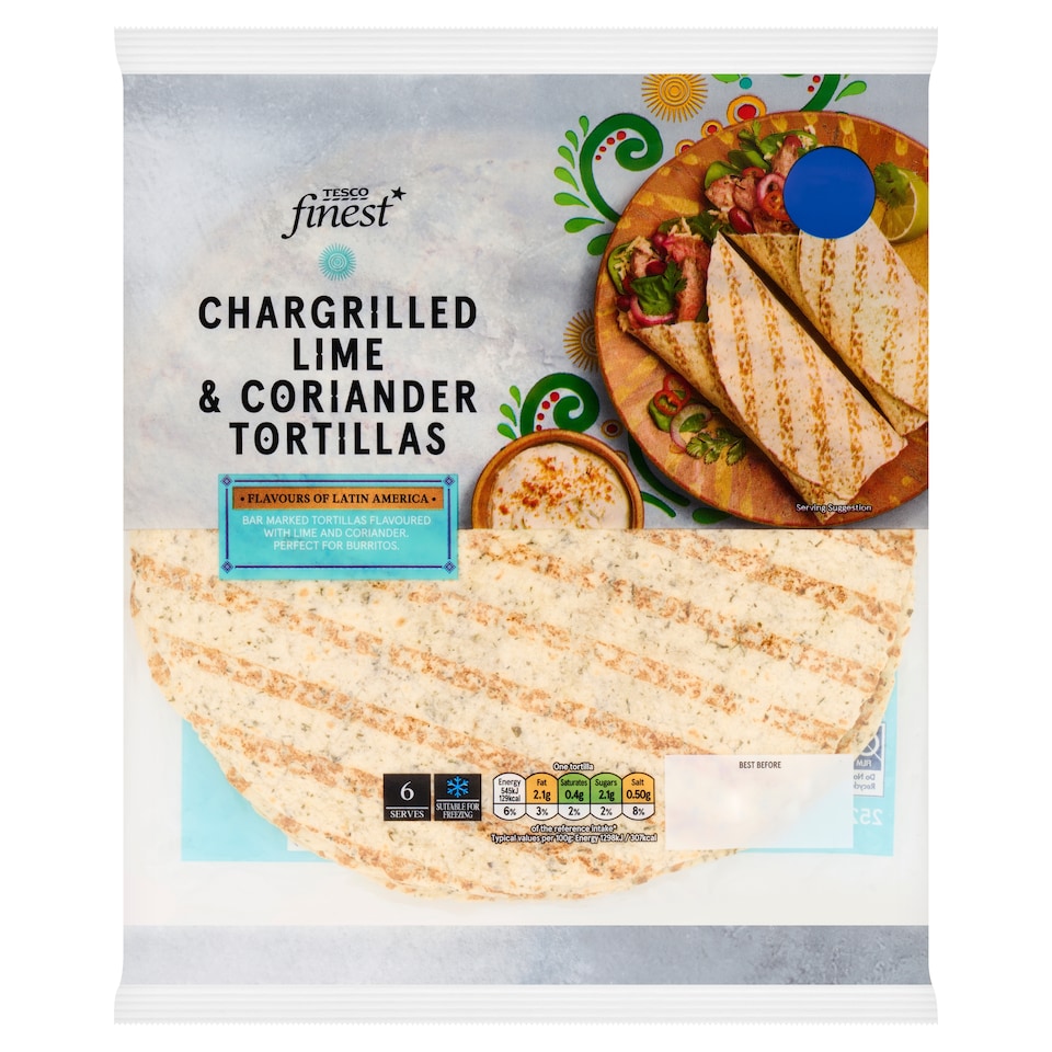TESCO finest Chargrilled Lime & Coriander Tortillas 252g