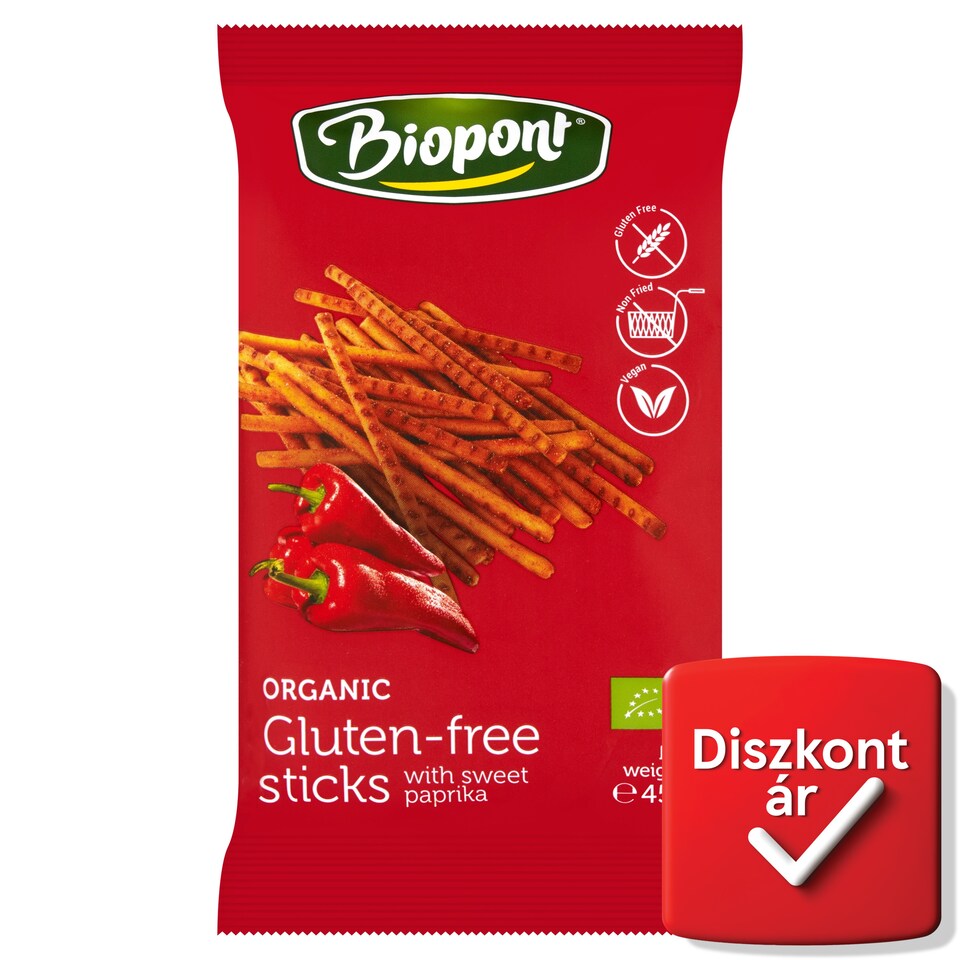 Biopont bio gluténmentes paprikás sóspálcika 45 g
