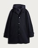 image 4 of F&F Hooded Button Up Overcoat in Navy