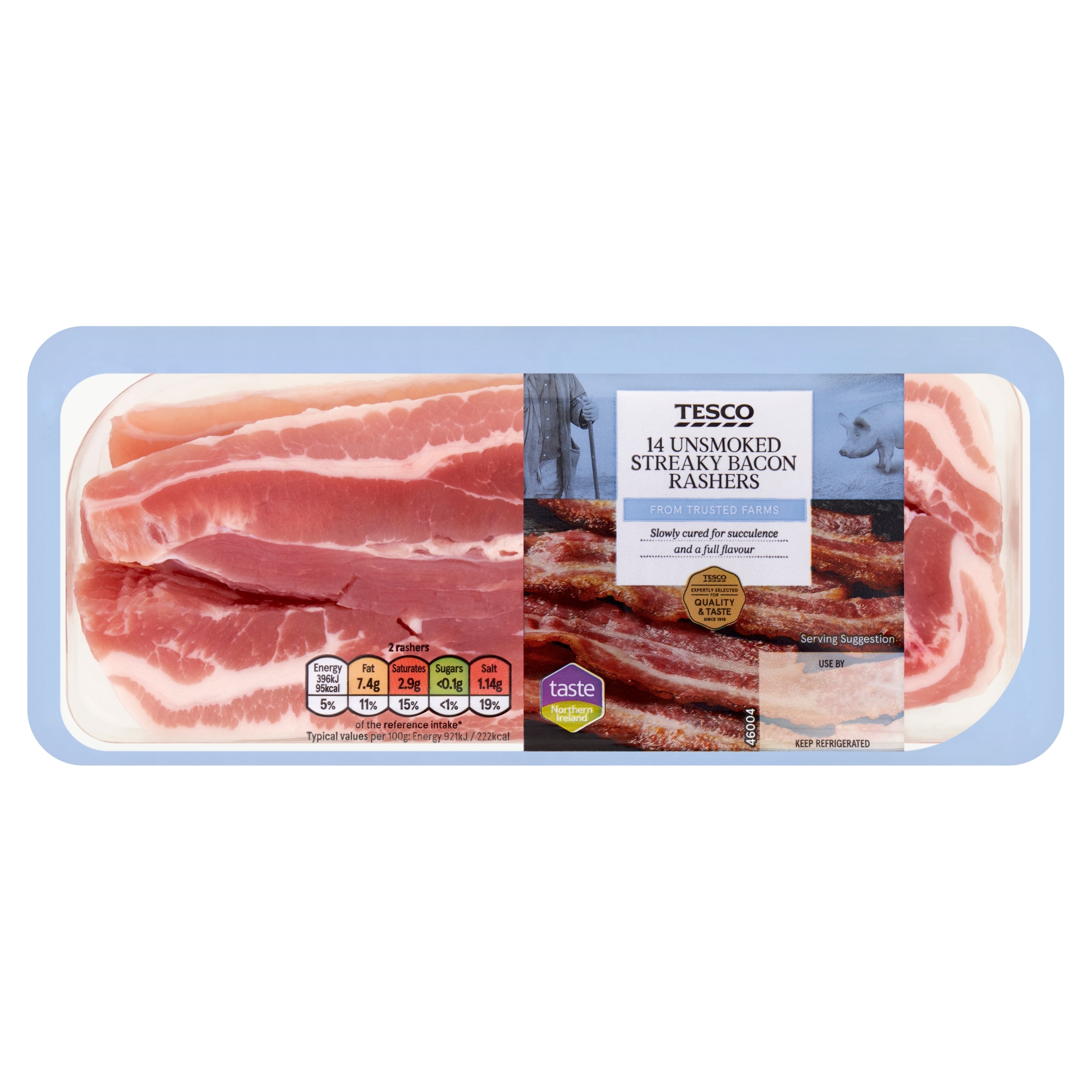 Streak Rashers Tesco 14 Unsmoked Streaky Bacon Rashers 300g - Tesco Groceries
