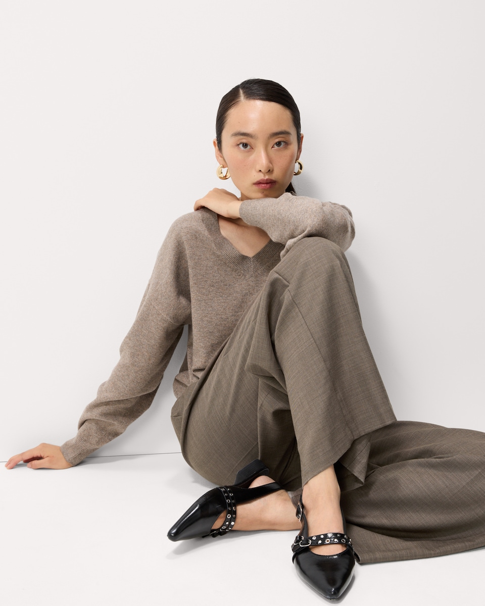 image 1 of F&F Pleated Wide Leg Belted Trousers in Brown