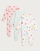 image 2 of F&F Baby 3-Pack Pure Cotton Printed Sleepsuits in Pink