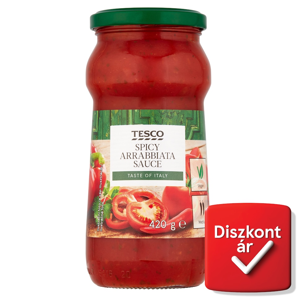 Tesco közepesen csípős paradicsomszósz chili paprikával ízesítve 420 g