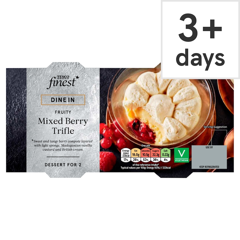 Tesco Finest Dine In Mixed Berry Trifles 2x150G