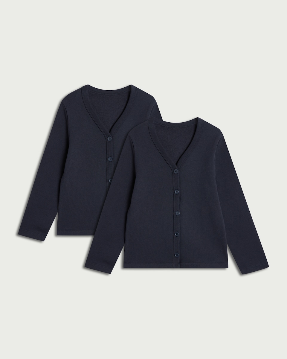 image 1 of F&F School Unisex 2-Pack Cotton Rich Sweat Cardigans in Navy