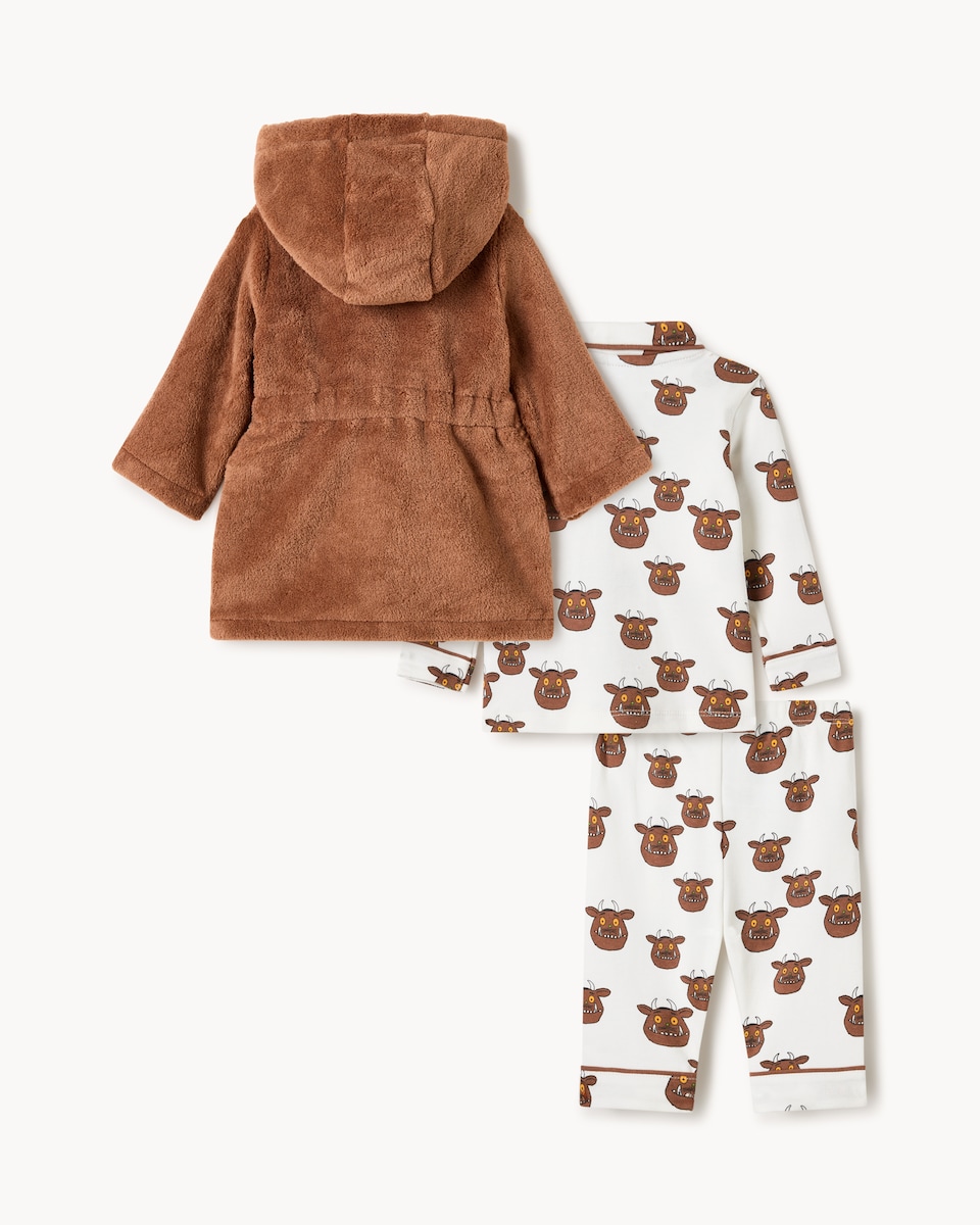 image 1 of Gruffalo Dressing Gown and Revere Pyjama Set in White