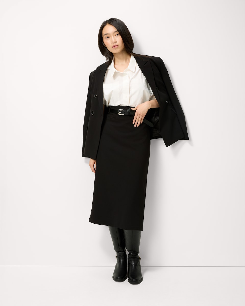 image 1 of F&F Tailored Pencil Midi Skirt in Black