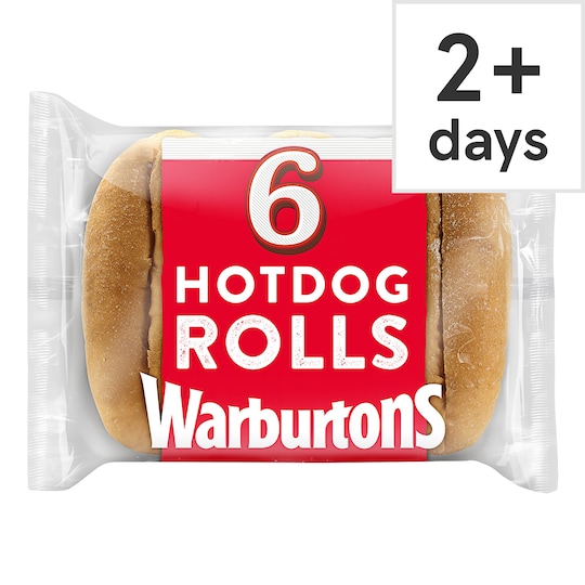 Warburtons Hot Dog Rolls X 6 Tesco Groceries