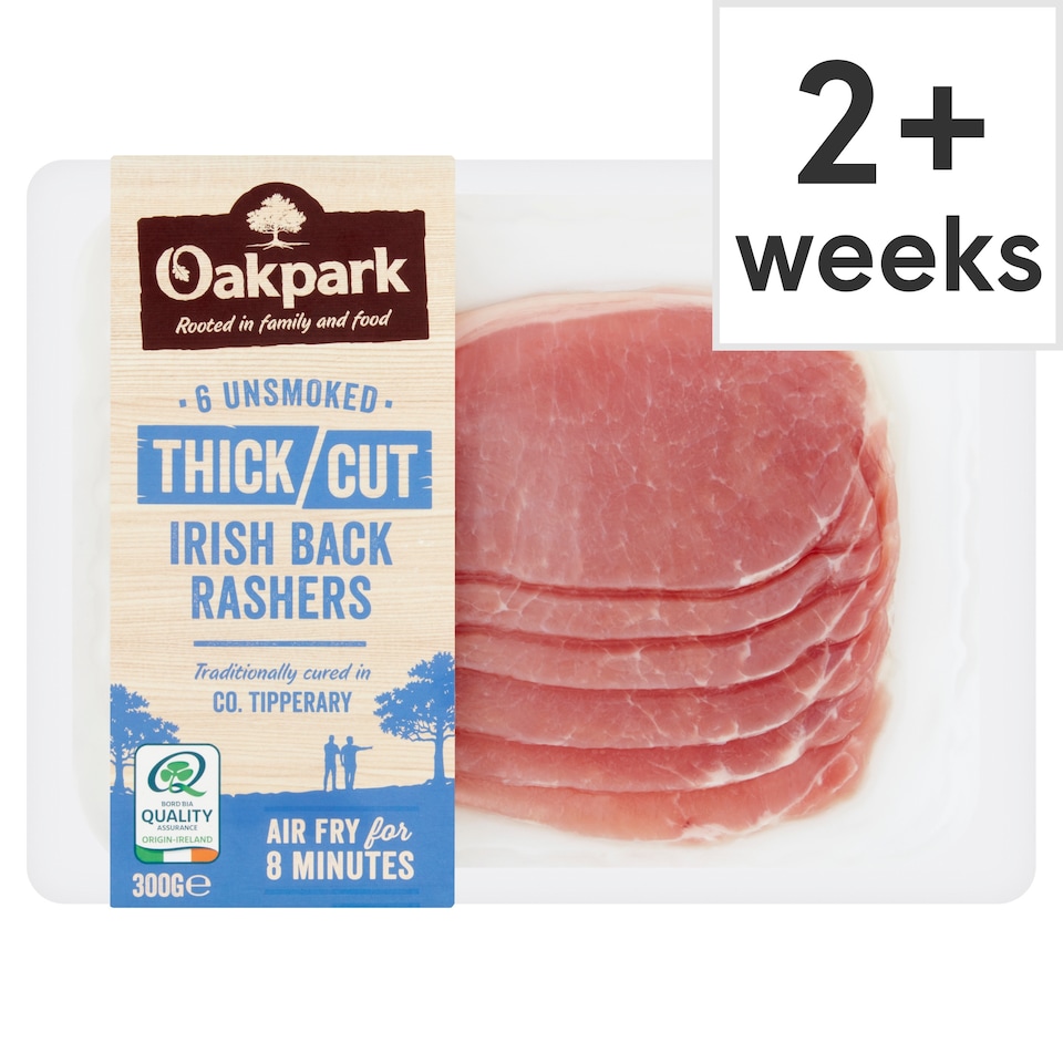 Oakpark 6 Unsmoked Thick Cut Irish Back rashers 300g