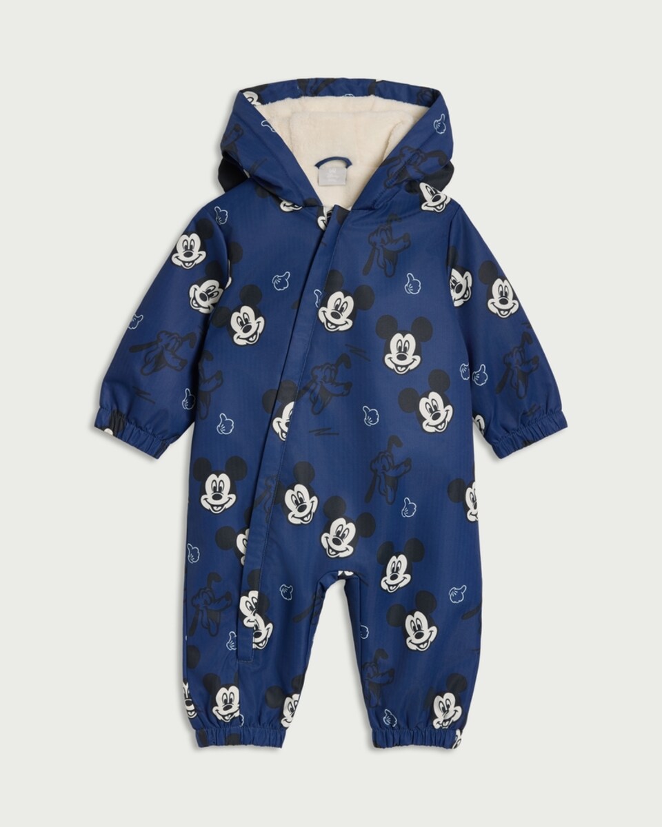 image 1 of Disney Mickey Mouse Print Puddlesuit in Blue