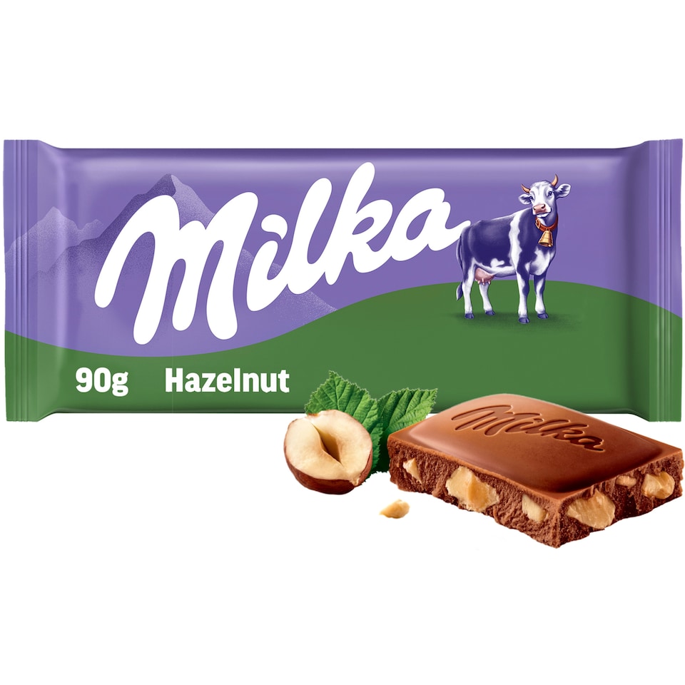 Milka Alpine Milk Chocolate with Broken Hazelnuts 90 g