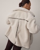 image 5 of F&F Active OUTDOOR Borg Textured Zip Up Jacket in Cream